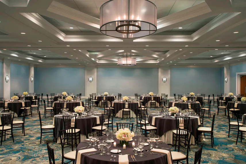 Resort ballroom set up for a social event